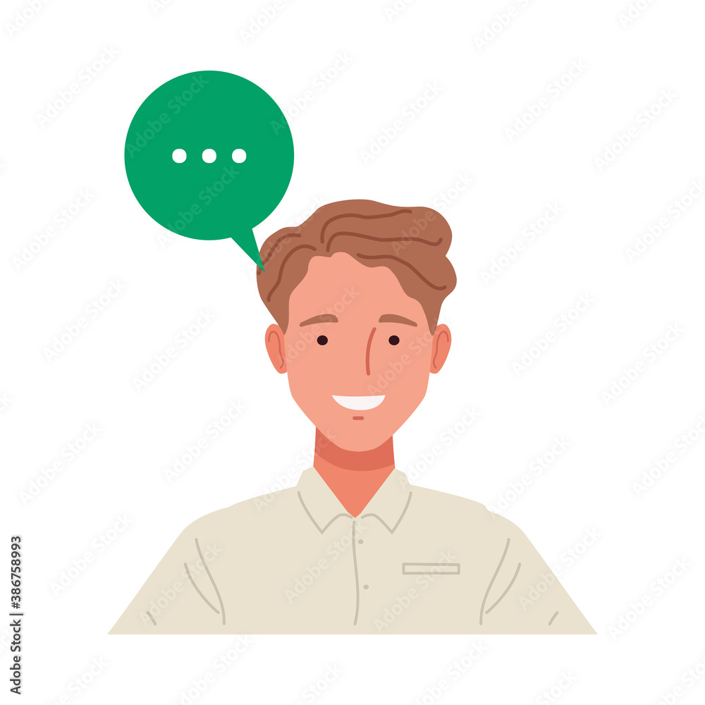 man perfectly imperfect character with speech bubble man perfectly imperfect character with speech bubble