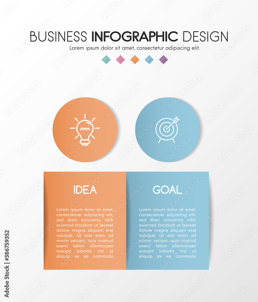 Fototapeta premium Diagram with 2 options. Business infographic. Vector