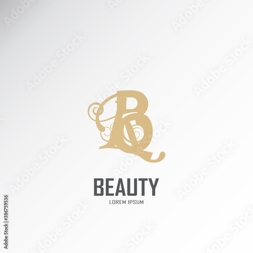 the initials br, rb logo is gold, inspired by the logo of luxury combined with curved signature lines. photo