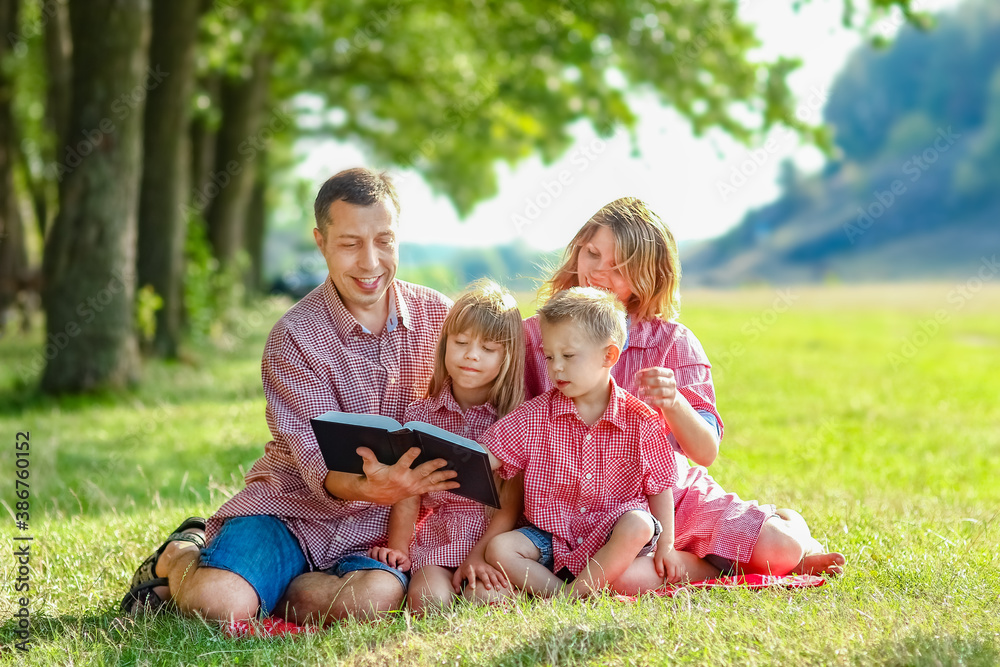 Happy family in nature