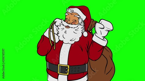 Animated Santa Claus Waving Close up on Green Screen photo