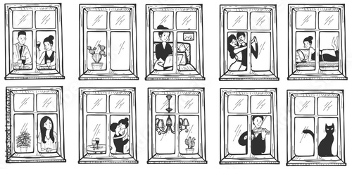 People different activities at home