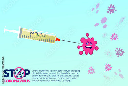 Anti Coronavirus disease COVID-19 infection medical vaccine with typography and copy space. New official name for Coronavirus disease named COVID-19. Vaccination concept. Vector banner.