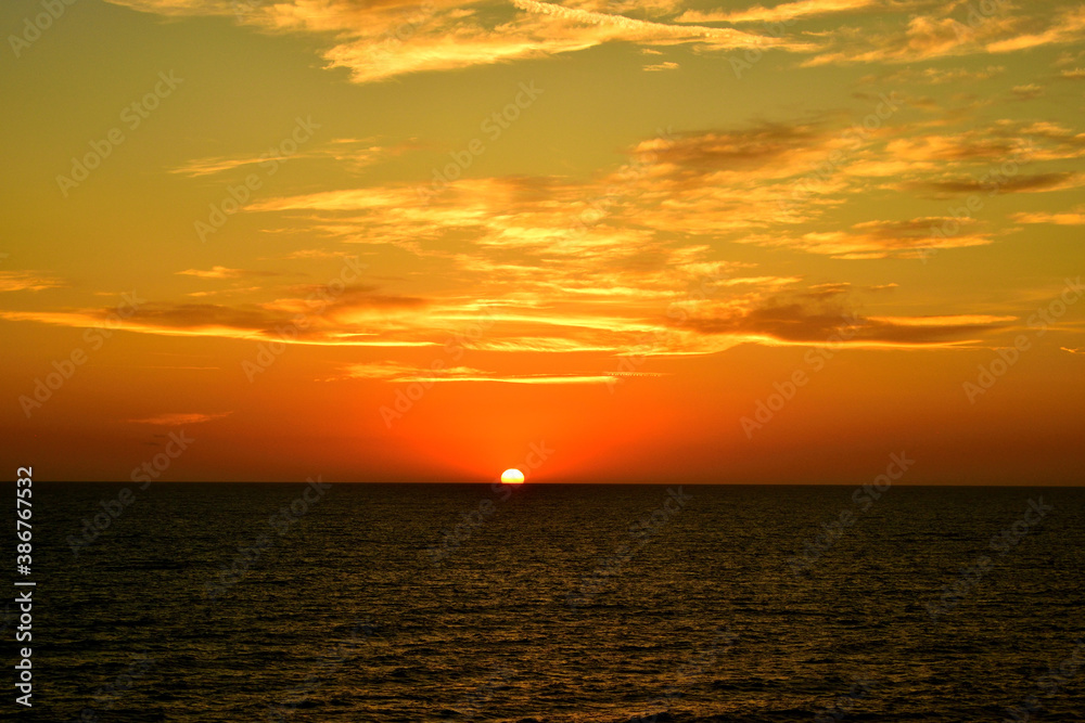 View of a wonderful sunset over the ocean
