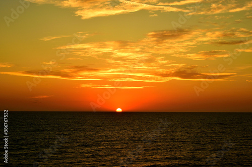 View of a wonderful sunset over the ocean