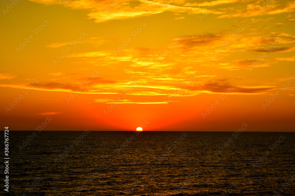 View of a wonderful sunset over the ocean