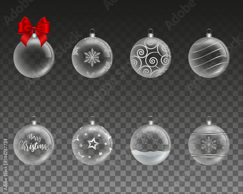 set of transparent christmas balls