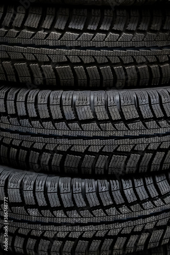 Texture of a car tire close up.