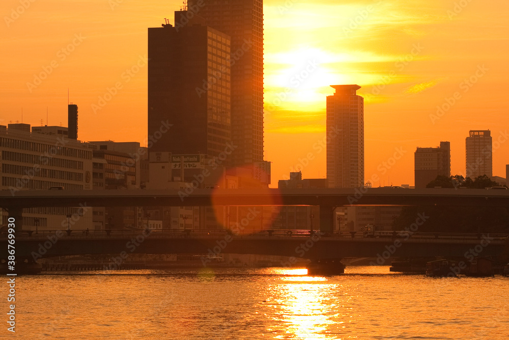 Obraz premium 天満橋の夕陽