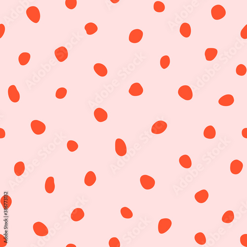 Hipster colorful seamless polka dot pattern. Vector irregular abstract texture with random hand drawn spots.