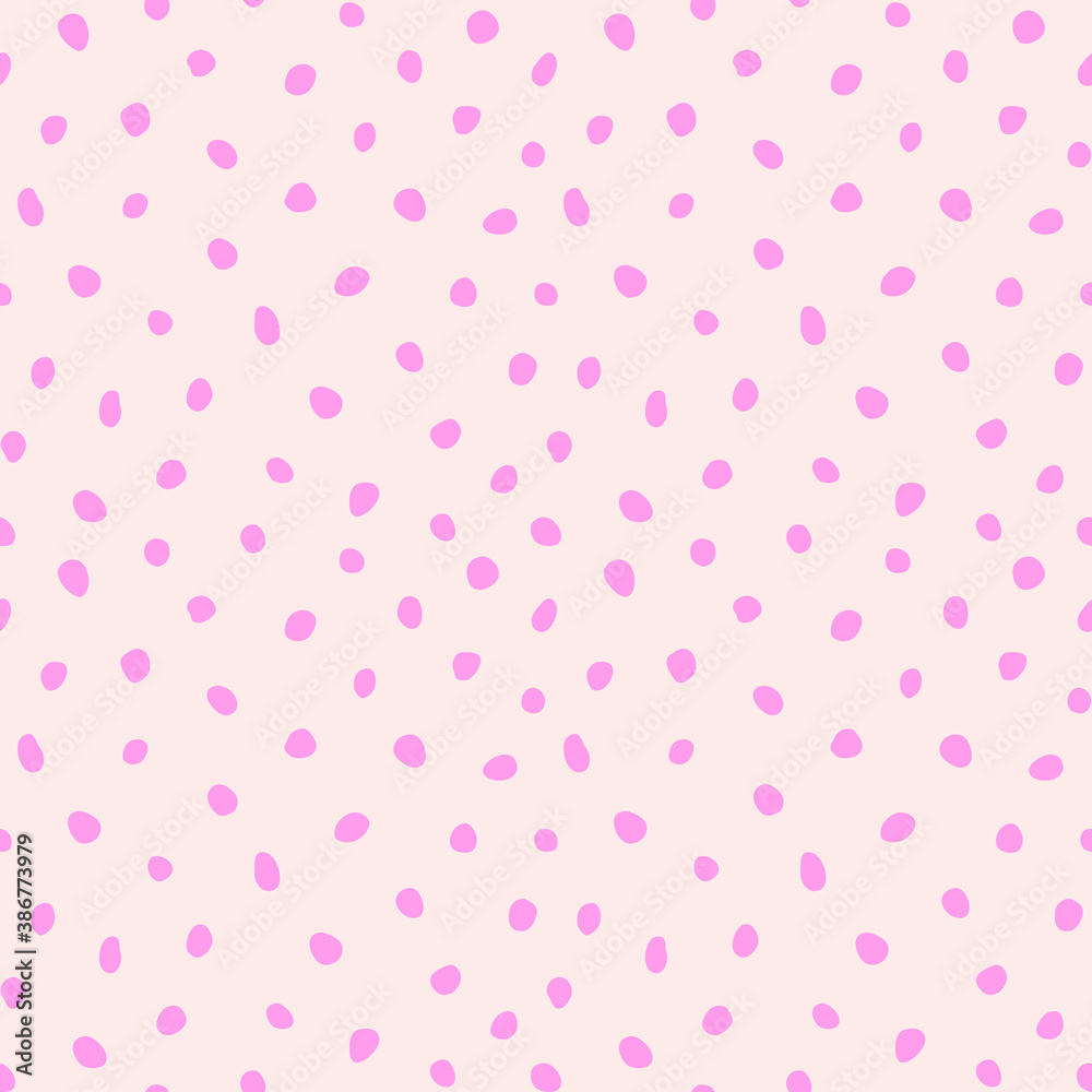 Hipster colorful seamless polka dot pattern. Vector irregular abstract texture with random hand drawn spots.