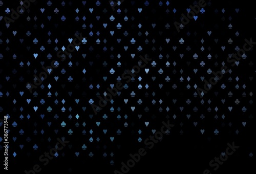 Dark BLUE vector template with poker symbols. © Dmitry