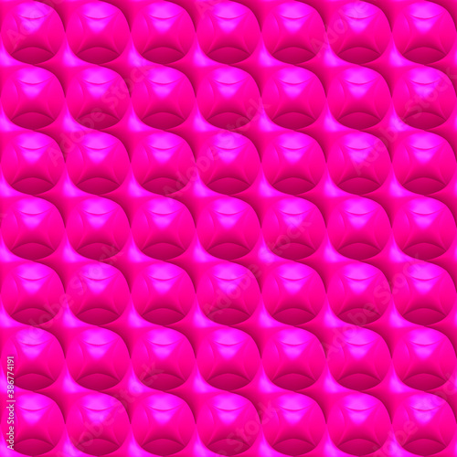 Abstract 3D background with geometric pink figures. Seamless pattern. 