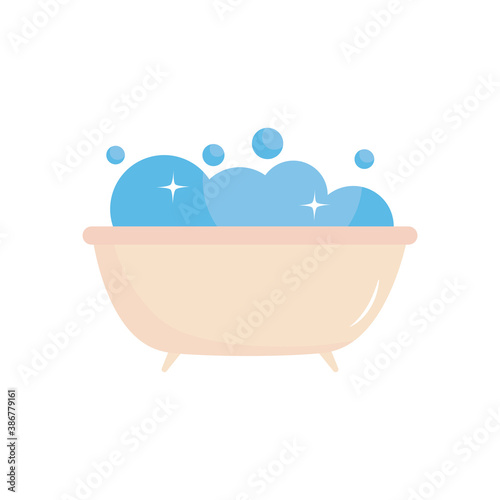 bathtub bubbles foam clean isolated white background