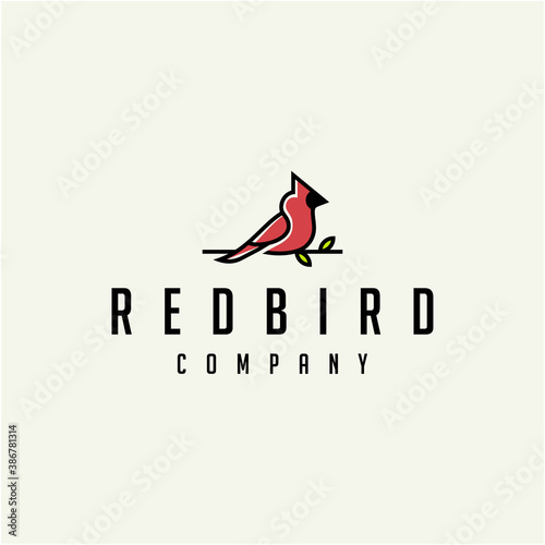 Cardinal Bird Logo Design Illustration