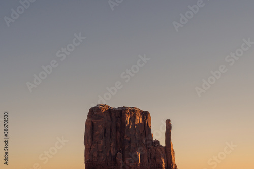 Sunrise in Monument Valley. Panoramic view of the monumet valley rocks photo