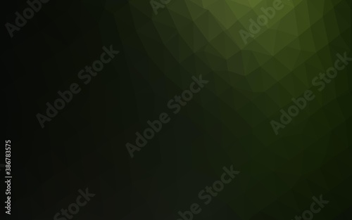 Dark Green vector shining triangular background.