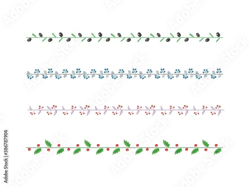 植物の飾り線のセット　