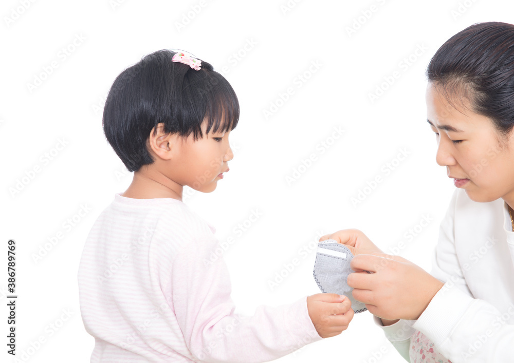 Mom is wearing a mask for her daughter Mom is wearing a mask for her daughter