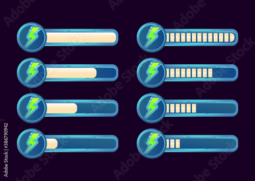 set of gui energy progress bar for game ui asset elements vector illustration