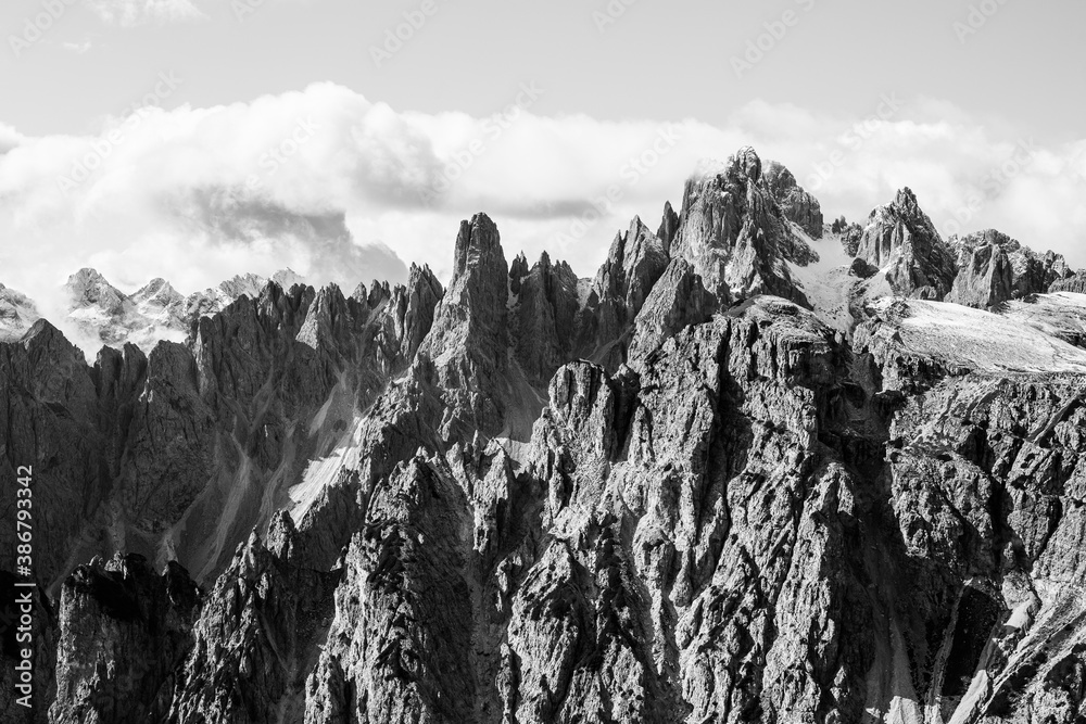A classic mountain landscape in the beautiful Dolomites in Italy