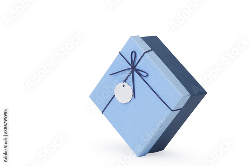 Blue paper gift box isolated on white