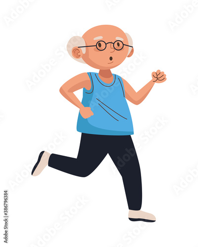 old man eldery running character