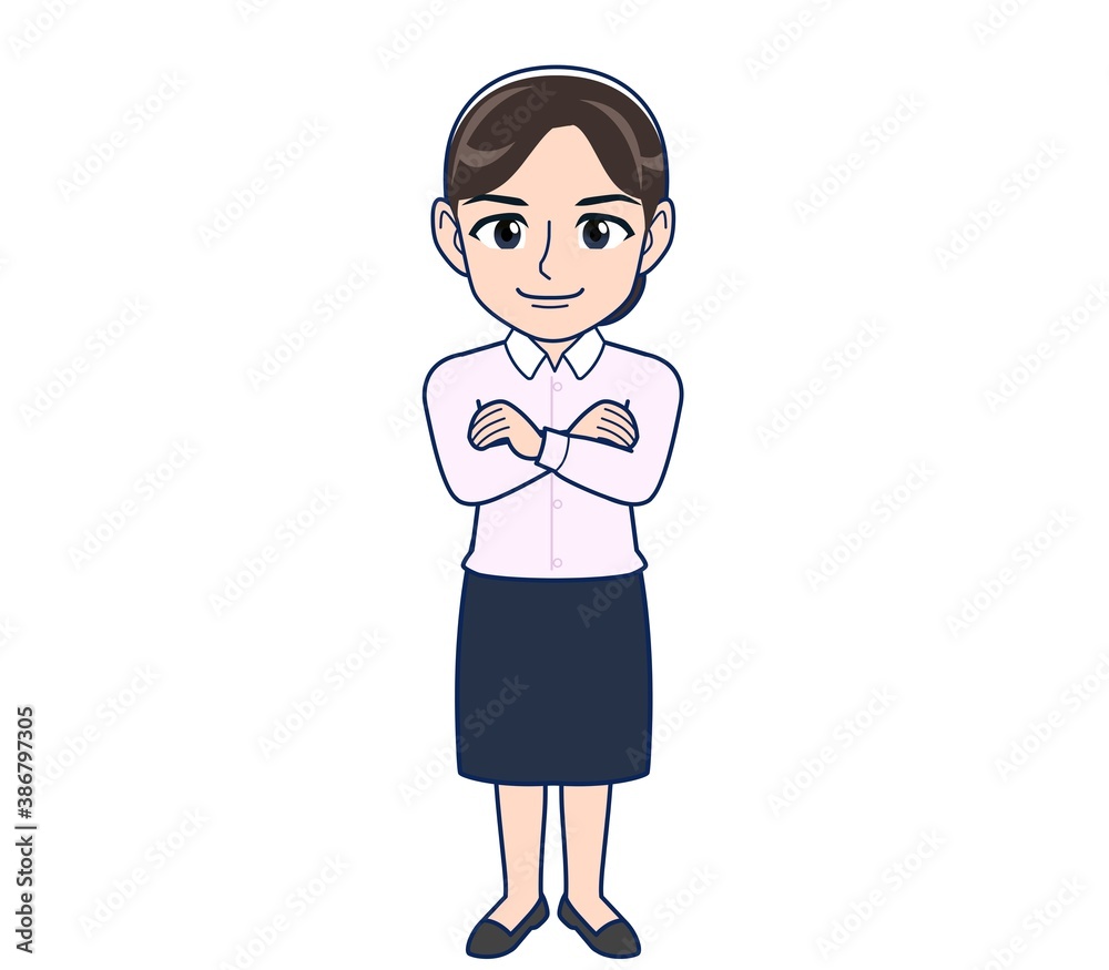 Housewife who came in a pink Y-shirt