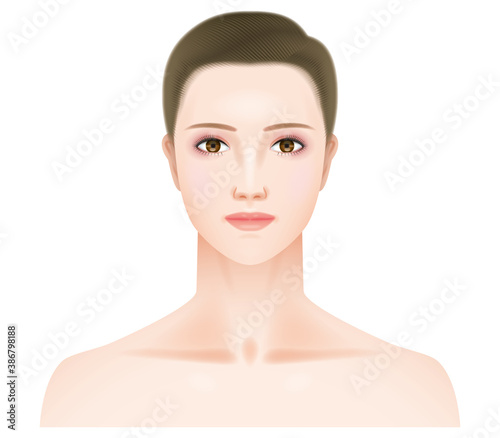 化粧した女性の正面の顔.