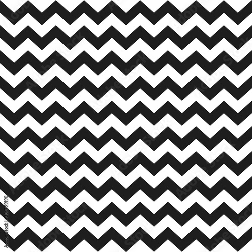 Zig zag Halloween pattern. Regular chevron stripes of white and black color. Classic zigzag lines abstract geometry background. Seamless texture print. Vector illustration
