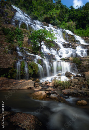 Mae Ya Waterfall  the most beautiful waterfall in Thailand At Doi Inthanon National Park  which is a famous beautiful stream in Thailand
