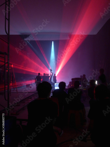 Vászonkép Blurry image and out of focus : Behind the scenes of video shooting production c