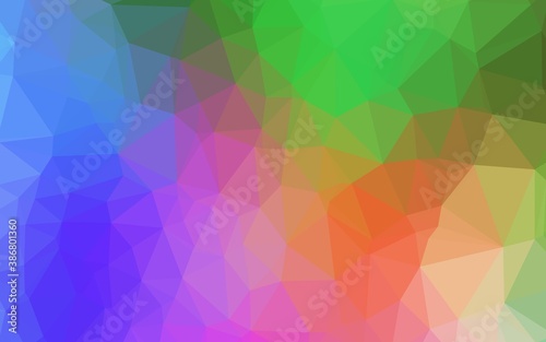 Light Multicolor  Rainbow vector shining triangular background.