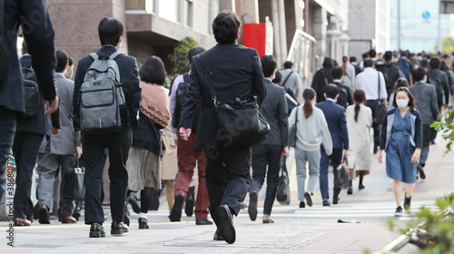 Photography Crowd of people walking on the street in Tokyo, JAPAN
