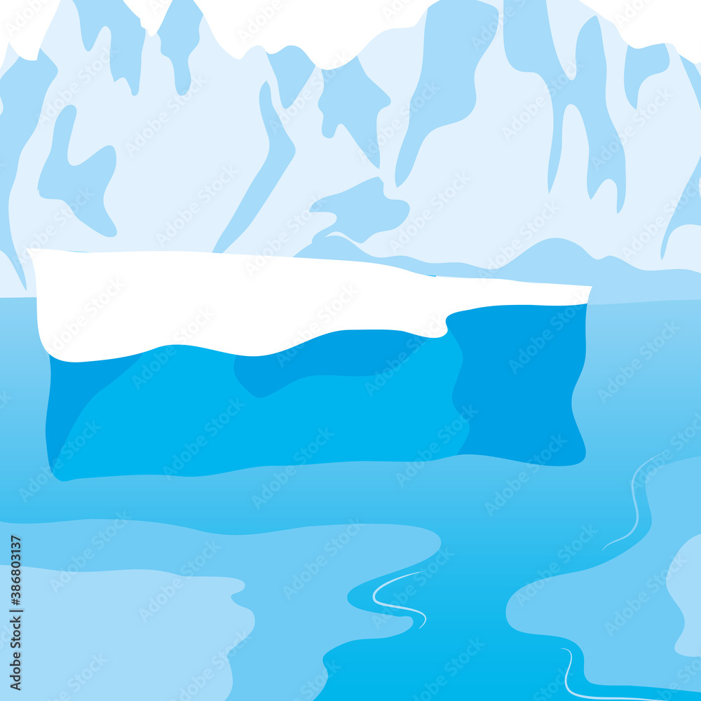 Fototapeta Cartoon nature winter arctic ice landscape with icebergs