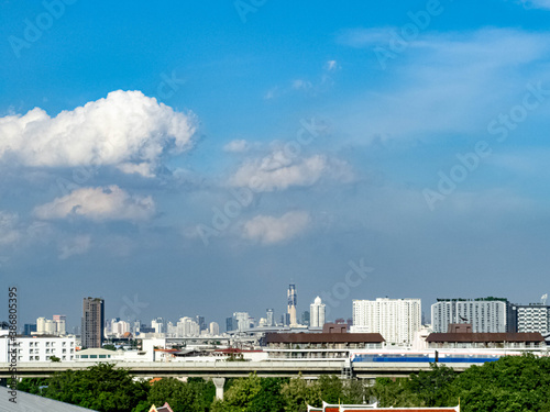 Bangkok/Thailand-Oct 16 2020 : View image sky blue background copyspace  State of the country Thailand economy business grow for investment technology import export marketing international landmark  © StreetOnCamara