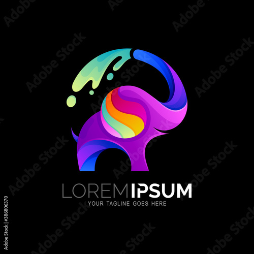 Elephant logo with colorful design illustration, 3d colorful, 