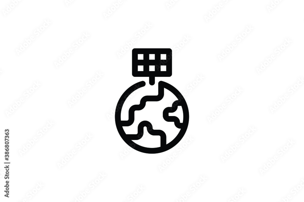 Smart City Outline Icon - Solar Power Plant Smart City Outline Icon - Solar Power Plant