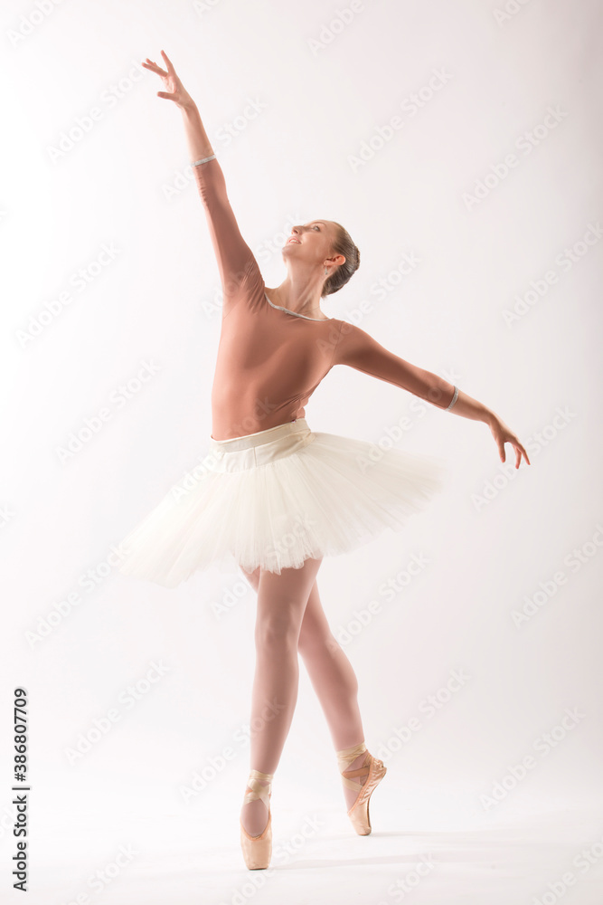 Young woman ballet dancer on pointe in the studio. Young woman ballet dancer on pointe in the studio.