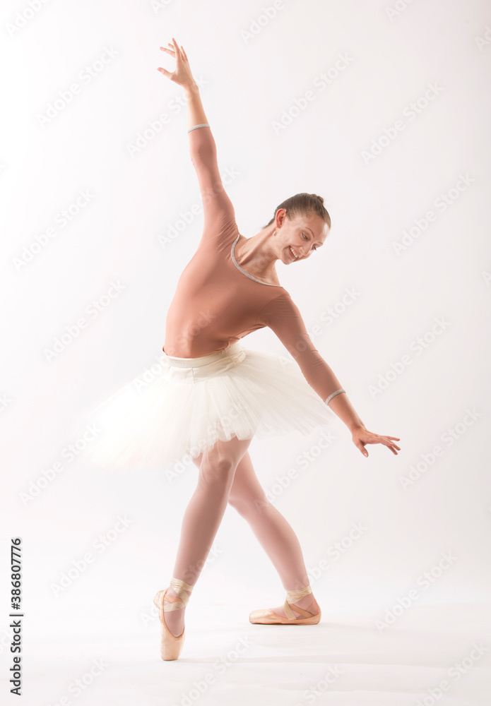 Young woman ballet dancer on pointe in the studio. Young woman ballet dancer on pointe in the studio.