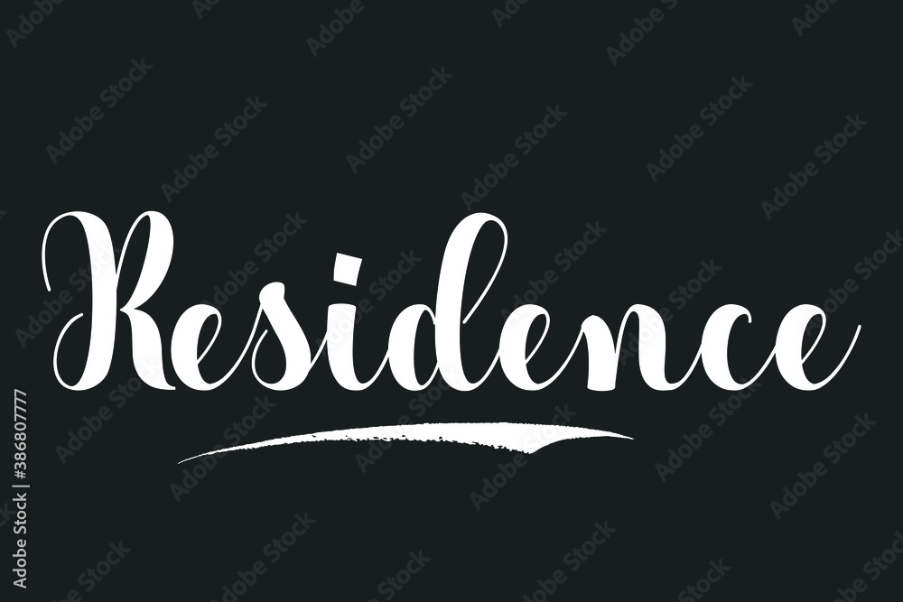 Residence Bold Calligraphy White Color Text On Dork Grey Background