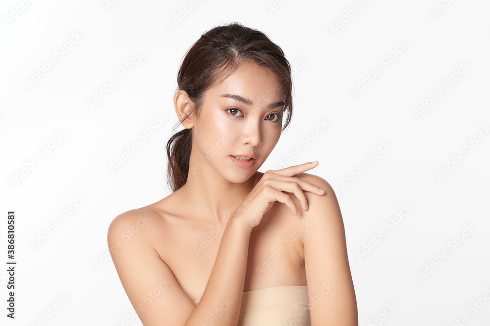 Beautiful young asian woman with clean fresh skin on white background, Face care, Facial treatment, Cosmetology, beauty and spa, Asian women portrait Beautiful young asian woman with clean fresh skin on white background, Face care, Facial treatment, Cosmetology, beauty and spa, Asian women portrait