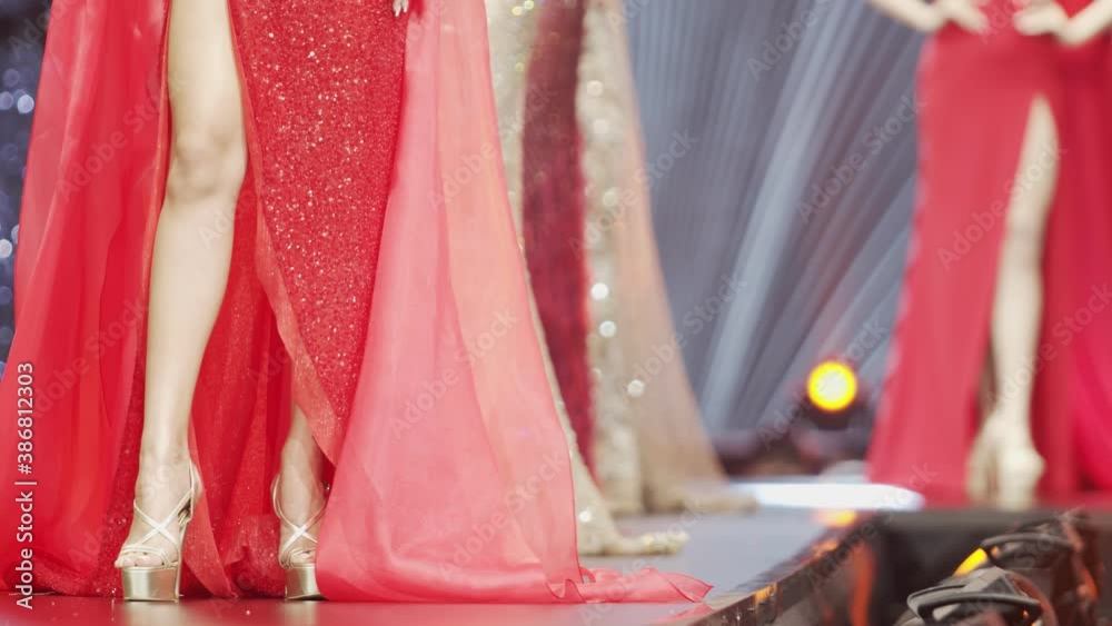 Pageant Stage Ramp Fashion Show Catwalk in Beautiful Luxury Evening Gown on ramp Stage ...