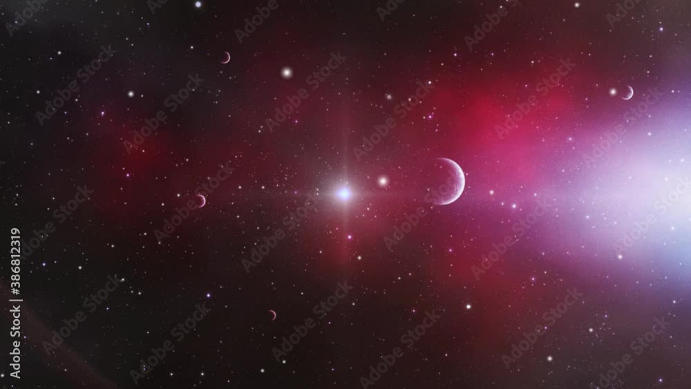 cosmos, several planets with a background of red nebula and bright lights in the universe cosmos, several planets with a background of red nebula and bright lights in the universe