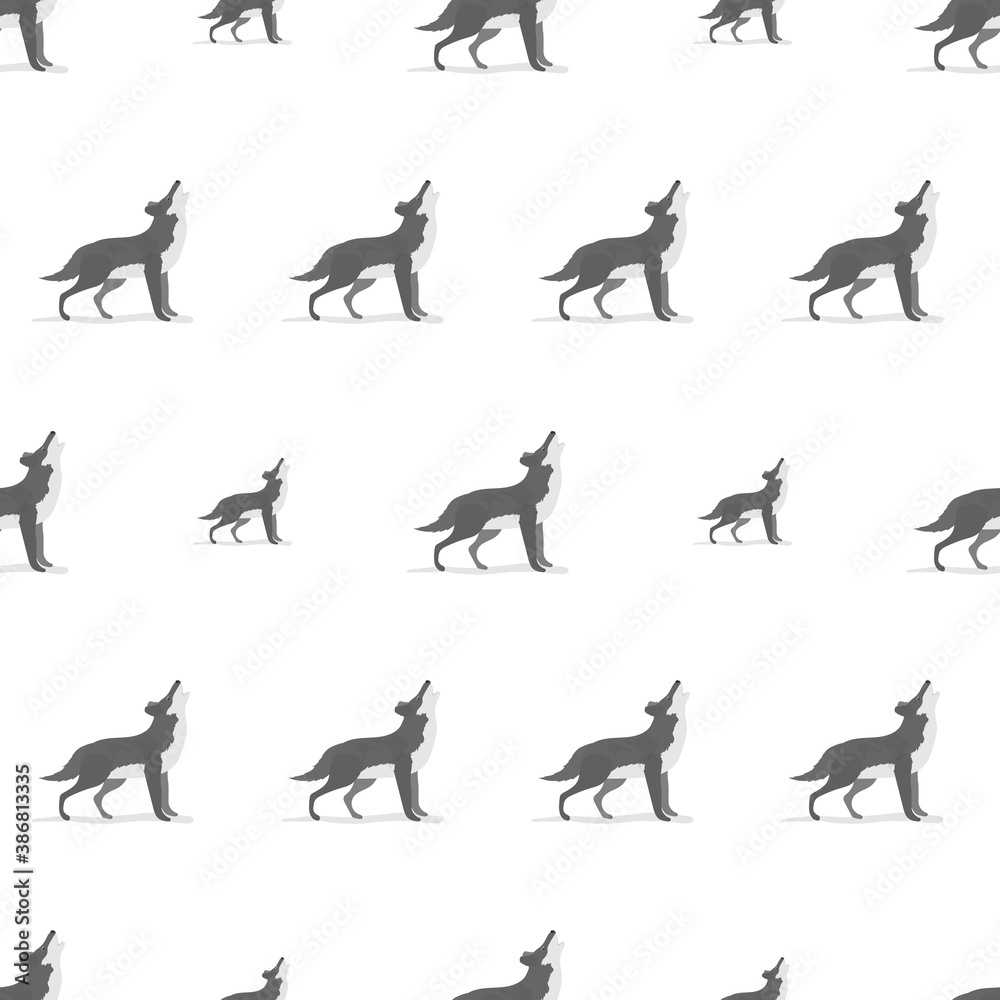 Fototapeta premium Wolf seamless pattern. Suitable for backgrounds, postcards, and wrapping paper. Vector.