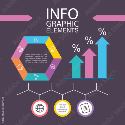 infographic elements design with finnancial arrows and business icons photo