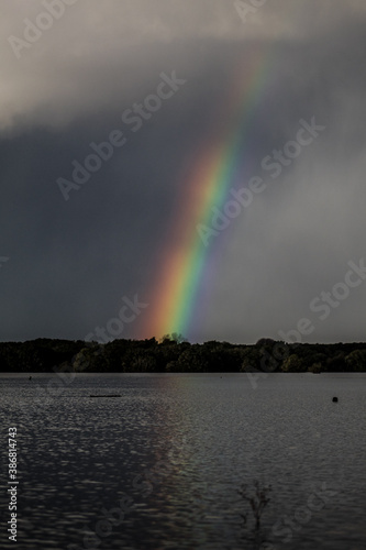 rainbow over river