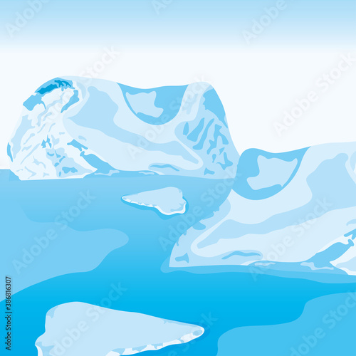 vector illustration of icebergs arctic landscape