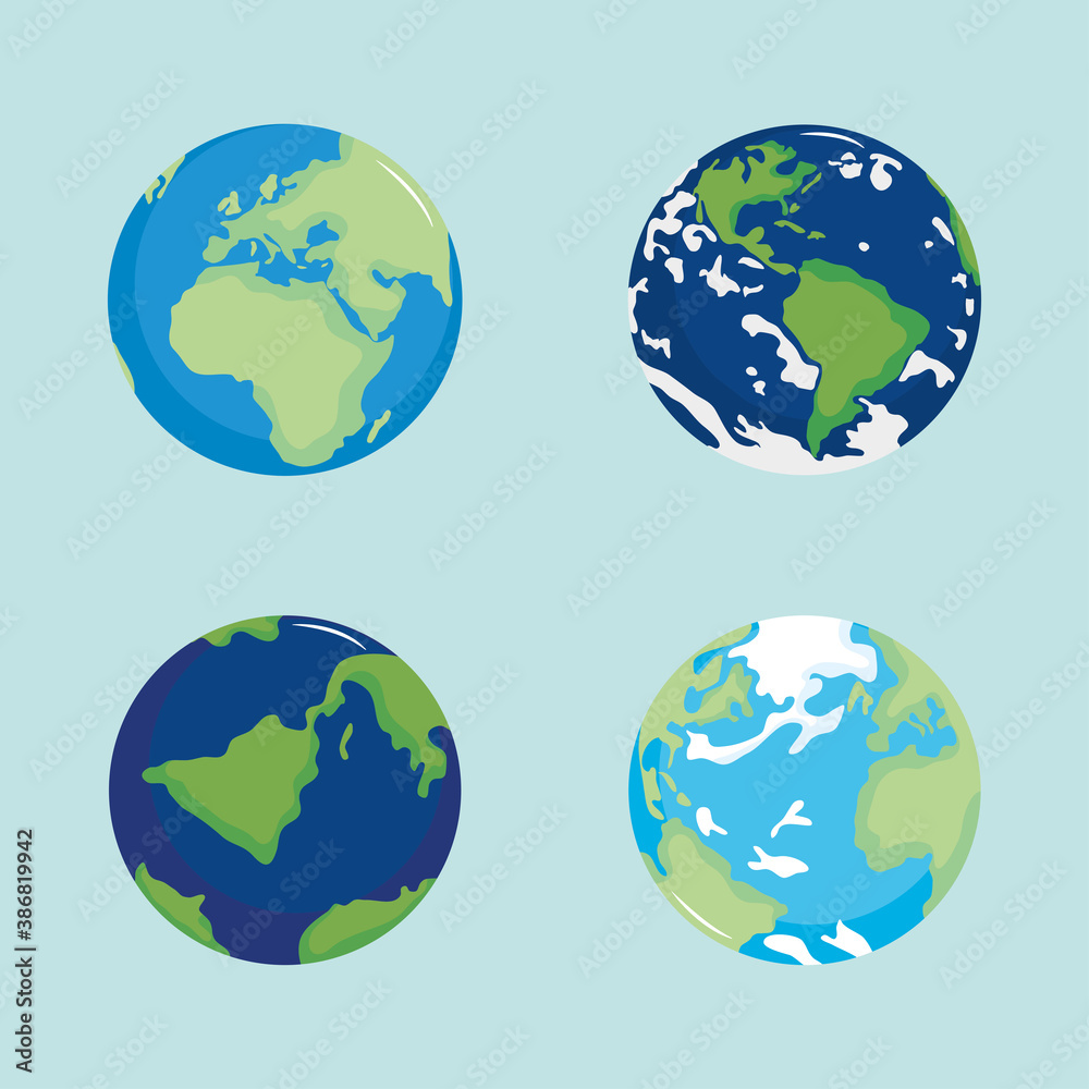 set of global world map planet geography