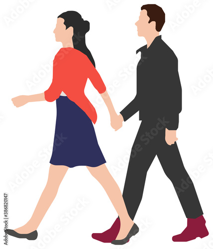 People (daily common life ) silhouette vector illustration / walking couple